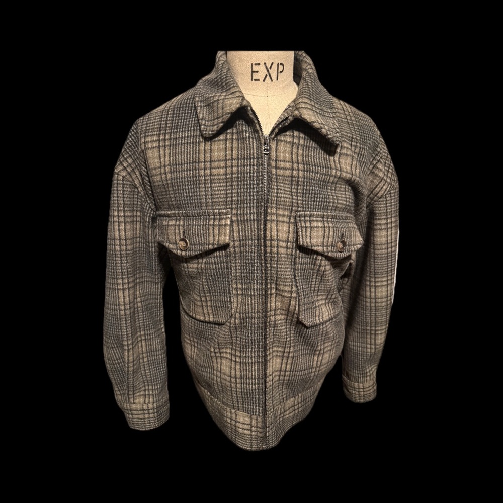 Lucy Men's Plaid Bomber Jacket - Black and Cream